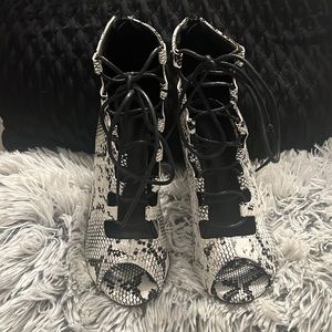 Snake skin print booties